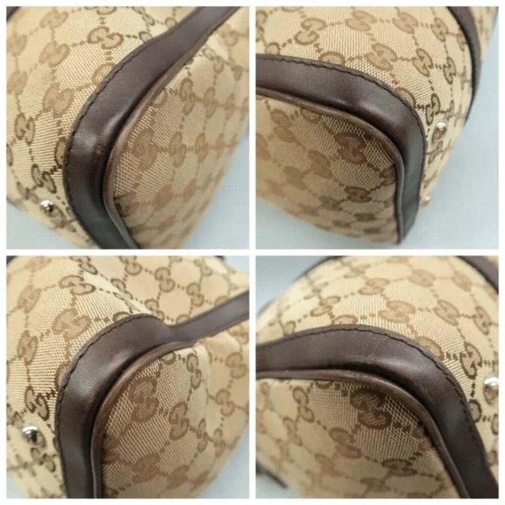 100% Authentic GUCCI Boston Brown GG Cloth Satchel 586-092624 - Picture 6 of 12